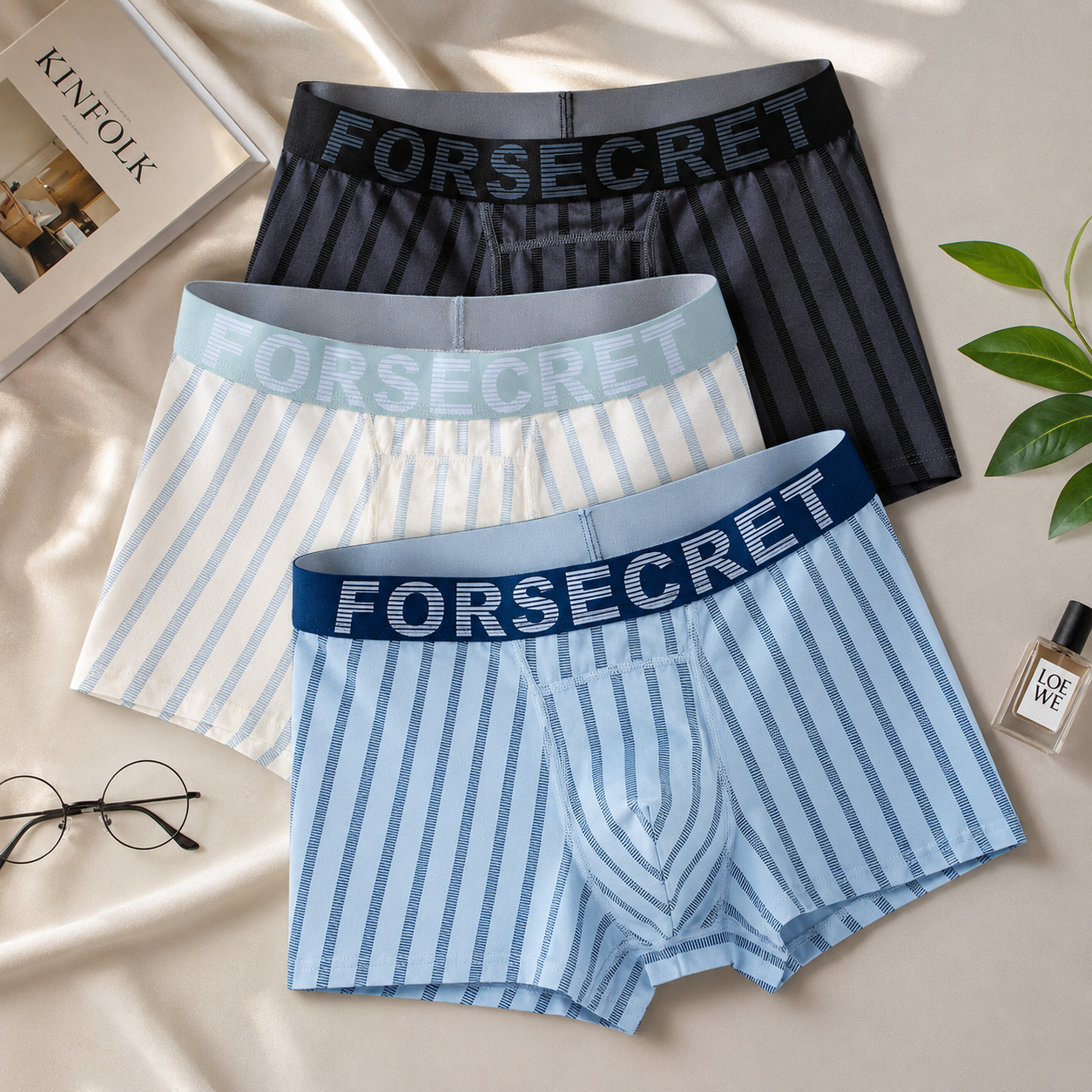 FORSECRET Moisture-Wicking Striped Boxer Brief